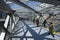 People on pedestrian bridge at Xidan commercial area, Beijing, China