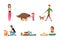 People and pets set. Pet owners walking, hugging and feeding their cats and dogs cartoon vector illustration