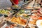 People picking food at Chinese economy rice stall in Malaysia