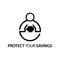 People with piggy bank icon. Concept of protect your savings.