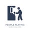 People playing Arcade game icon icon. Trendy flat vector People