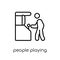 People playing Arcade game icon icon. Trendy modern flat linear