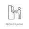 People playing Arcade game icon linear icon. Modern outline Peop