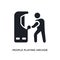 people playing arcade game isolated icon. simple element illustration from recreational games concept icons. people playing arcade