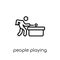 People playing Billiard icon icon. Trendy modern flat linear vec