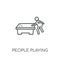 People playing Billiard icon linear icon. Modern outline People