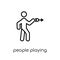 People playing Darts icon icon. Trendy modern flat linear vector