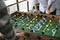 People Playing Enjoying Foosball Table Soccer Game Recreation Le