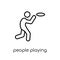 People playing Frisbee icon icon. Trendy modern flat linear vect