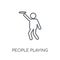 People playing Frisbee icon linear icon. Modern outline People p