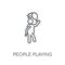 People playing Squash icon linear icon. Modern outline People pl