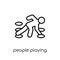 People playing Twister icon icon. Trendy modern flat linear vect