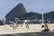 People playing volley-ball on a beach in Rio de Janeiro, Brazil.