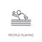 People playing Waterpolo icon linear icon. Modern outline People