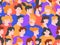 People portraits seamless pattern. Men and women creative avatars, cute smiling characters, people on social