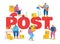 People in Post Office Concept. Postmen Deliver Letters and Parcels Packages to Customers. Mail Delivery Service