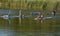 People practice sup yoga in Sinemorec, Bulgaria on sept. 3, 2017.