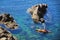 People practicing canoeing on the Sirens Reef in Cabo de Gata