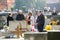 People praying at grave