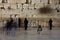 People praying at the holiest Jewish site - Western/Wailing wall at night