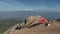 People are preparing for paragliding on Babadag mountain in Turkey.