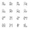 People profession and occupation line icons set