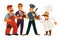 People professions plumber, journalist and policeman chef vector flat isolated set