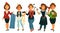 People professions woman stewardess, tailor dressmaker, makeup stylist vector flat isolated set