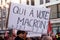 people protesting agaisnt the pensioners reform with placard in french : qui a vote macron