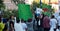 People protesting in University Square, Bucharest