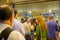 People queue  airport passport control