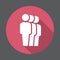 People queue flat icon. Round colorful button, circular vector sign with long shadow effect