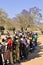 People queuing to vote at polling station