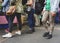 People queuing up for a food truck