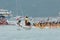 People racing the Dragon boats festival race in Stanley beach