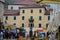 People in the rain in square in Kotor ,Montenegro