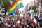 People with rainbow flags during the March of Equality, LGBT March