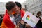 People with rainbow flags during the March of Equality, LGBT March