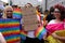 People with rainbow flags during the March of Equality, LGBT March