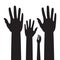 People raised hands / student raising hands flat icon for apps and websites