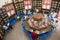 People read newspapers and magazines in the Chinese public library in Sao Francisco Garden in Macao, China.