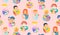 People Reading Books at Library Seamless Pattern