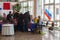 People receive voting ballots at a polling station of the presidential election - 2018.