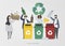 People recycling environment vector illustration