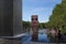 People refreshing at the Crown Fountain, in the Millennium Park in the city of Chicago