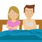 People, relationship difficulties and family concept - unhappy couple having conflict in bed at home
