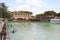 People relax in natural hot pool of Terme dei Papi meaning Spa of the Popes, Viterbo, Italy.