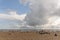 People relaxing on a beach at the french atlantic coast.