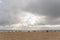 People relaxing on a beach at the french atlantic coast.