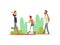 People Relaxing and Doing Sports in Park, Cute Boy Skateboarding, Young Men Walking Vector Illustration